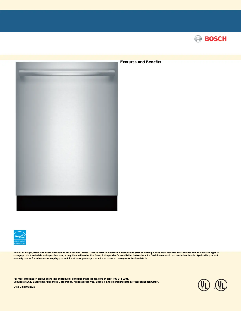 Page n°1 - Fiche technique Bosch SHX84AAF5N