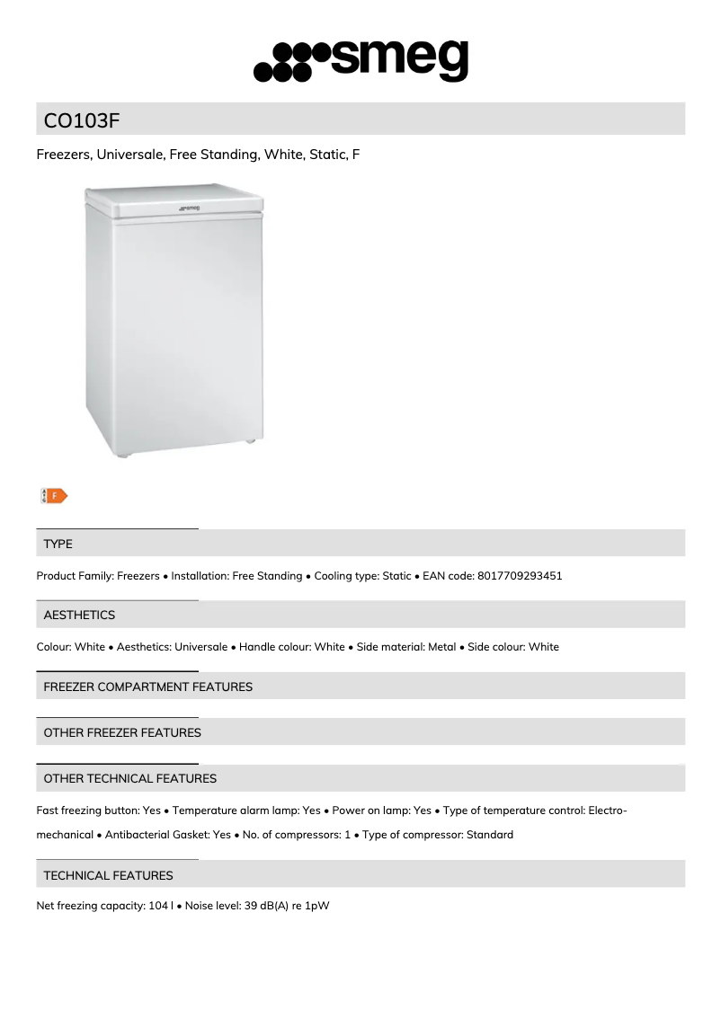 Page n°1 - Brochure Smeg CO103F