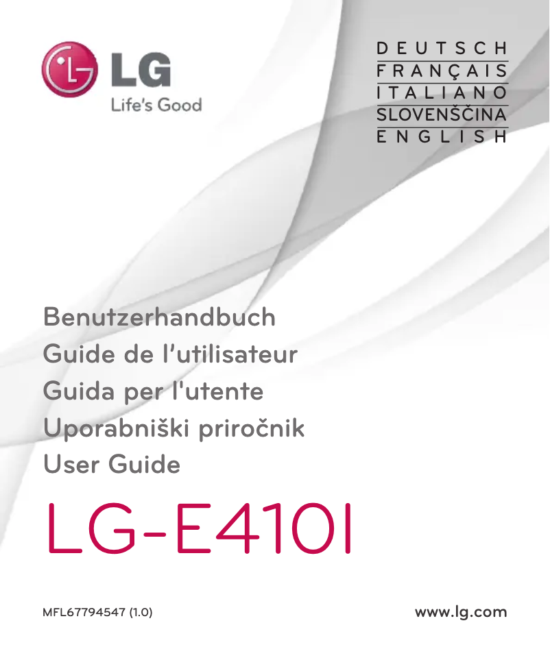 Page 1 de la notice Manuel utilisateur LG LG-E410I