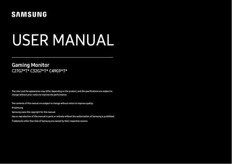 Page 1 de la notice Manuel utilisateur Samsung Odyssey G9 QLED gaming