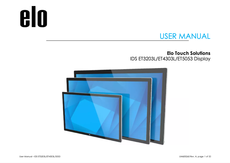 Page 1 de la notice Manuel utilisateur Elo ET5053