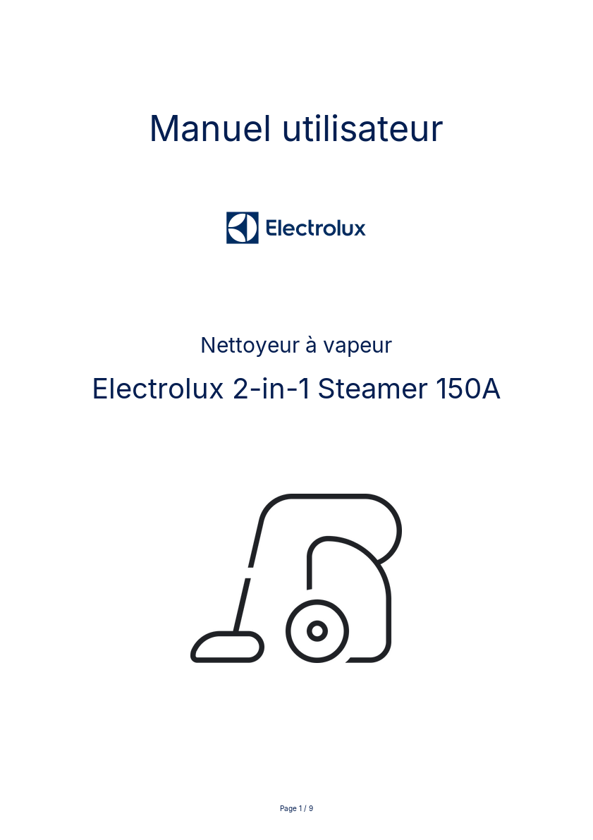Page n°1 - Manuel utilisateur Electrolux 2-in-1 Steamer 150A