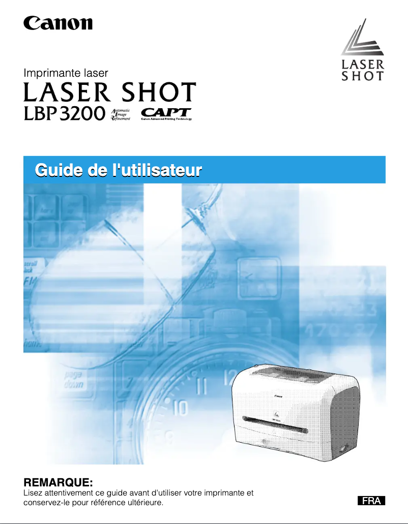 Image de la première page du manuel de l'appareil Laser Shot LBP3200