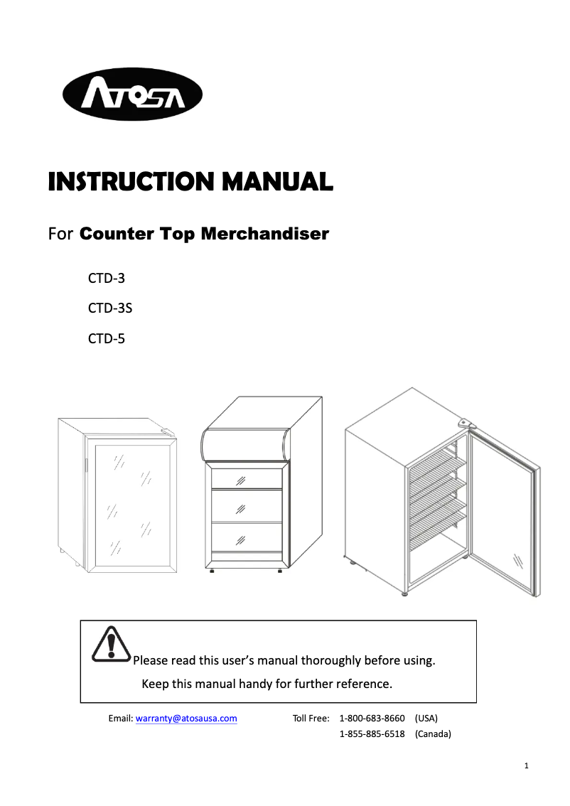 Page n°1 - Manuel utilisateur Atosa CTD-3S