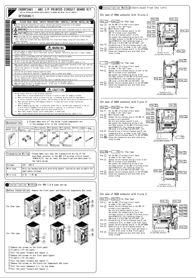 Page 1 de la notice Manuel utilisateur Daikin EKBRP2A81