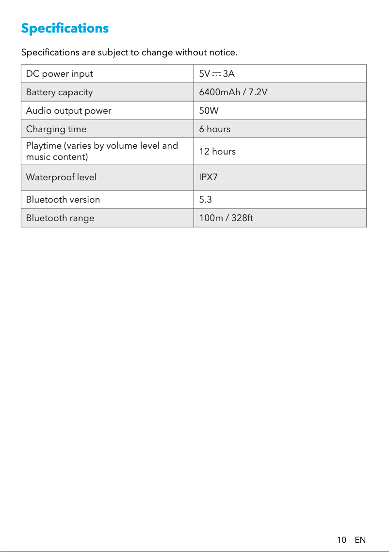 Page 1 de la notice Fiche technique Soundcore Motion X600