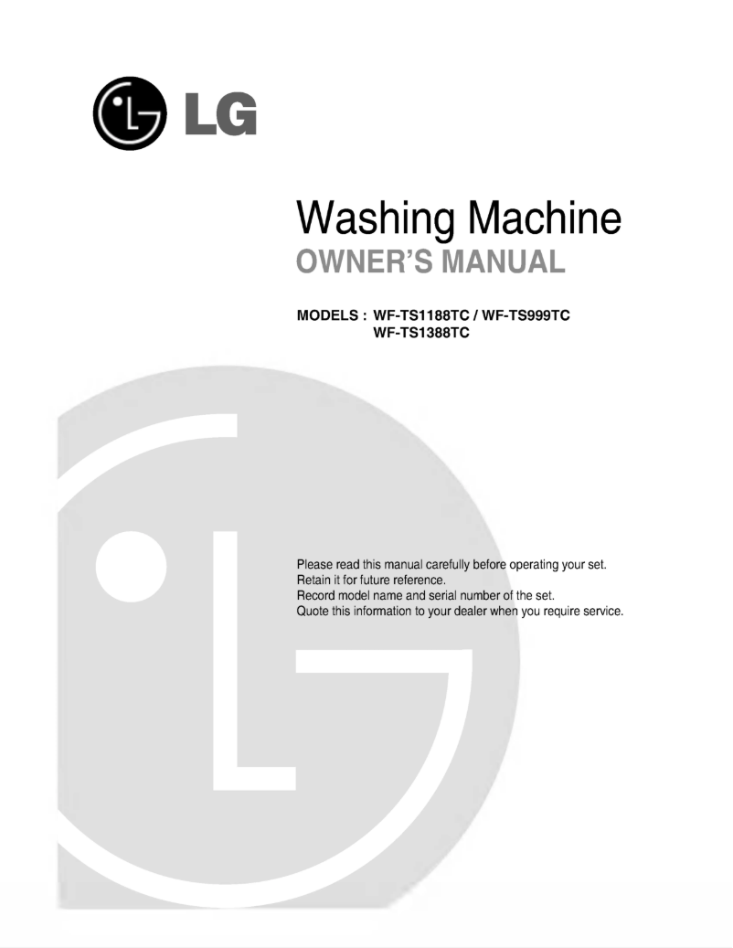 Page n°1 - Manuel utilisateur LG WF-TS1388TC