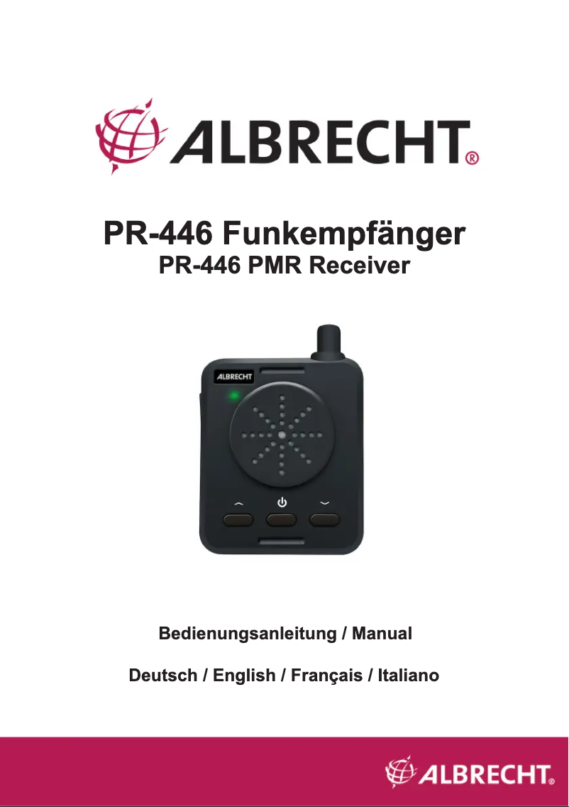 Image de la première page du manuel de l'appareil PR-446