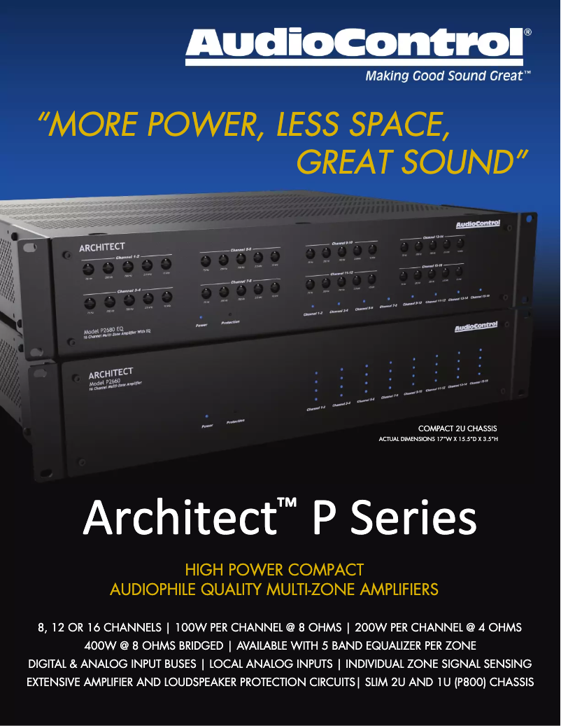 Page n°1 - Fiche technique AudioControl Architect Model P800