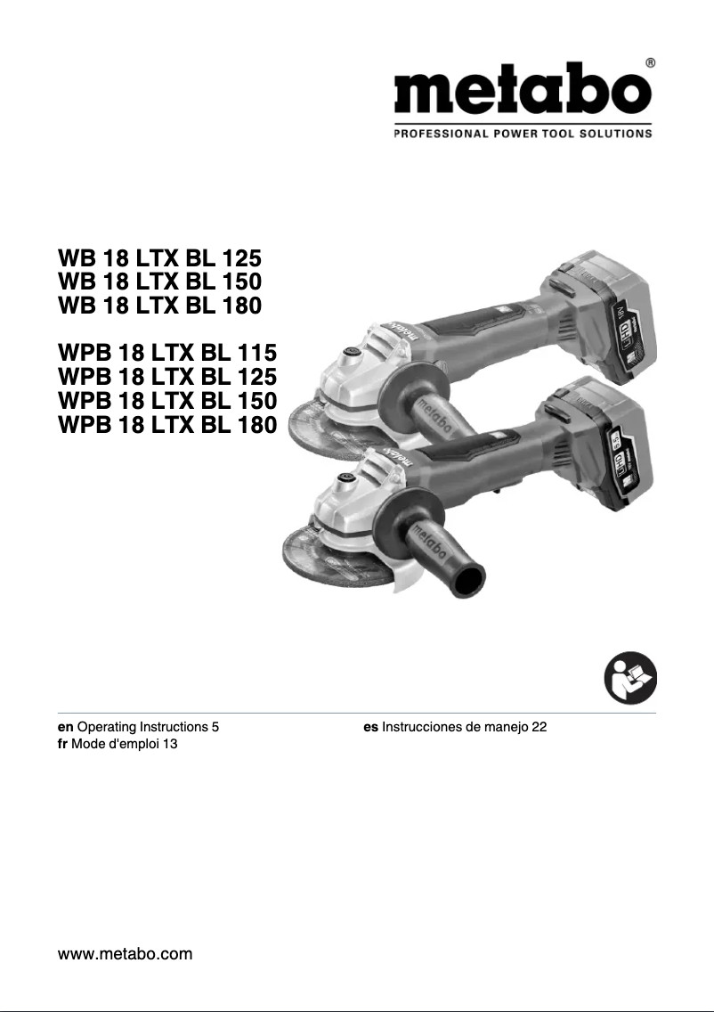 Page 1 of the manual User Manual Metabo WPB 18 LTX BL 150