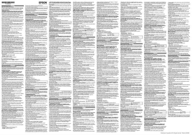 Page n°1 - Instructions de sécurité Epson TM-T20III