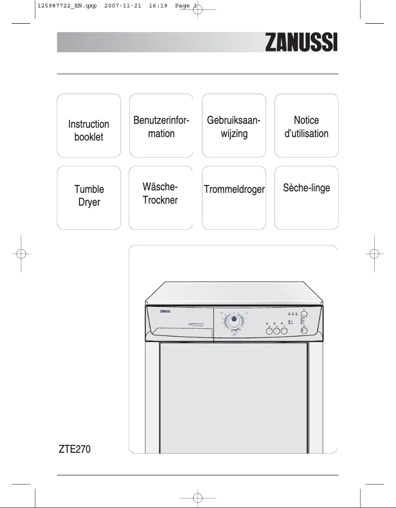 Page n°1 - Manuel utilisateur Zanussi ZTE 270