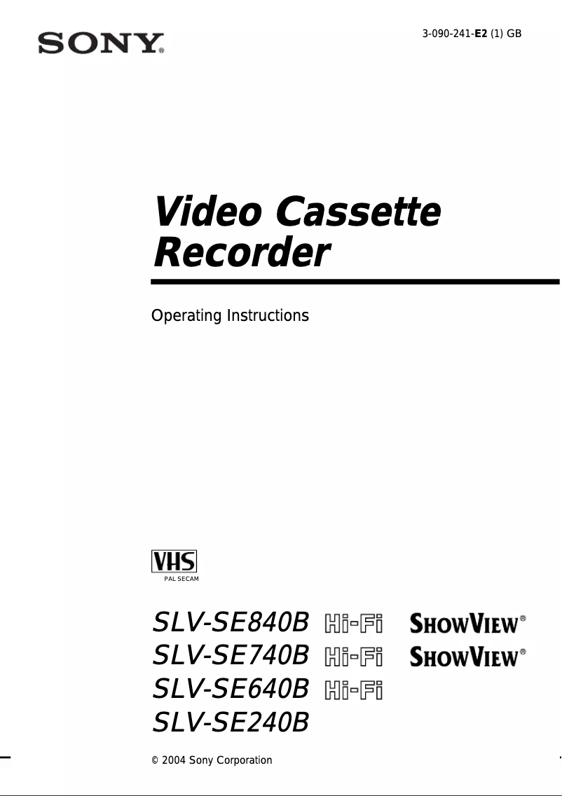 Page n°1 - Manuel utilisateur Sony SLV-SE840