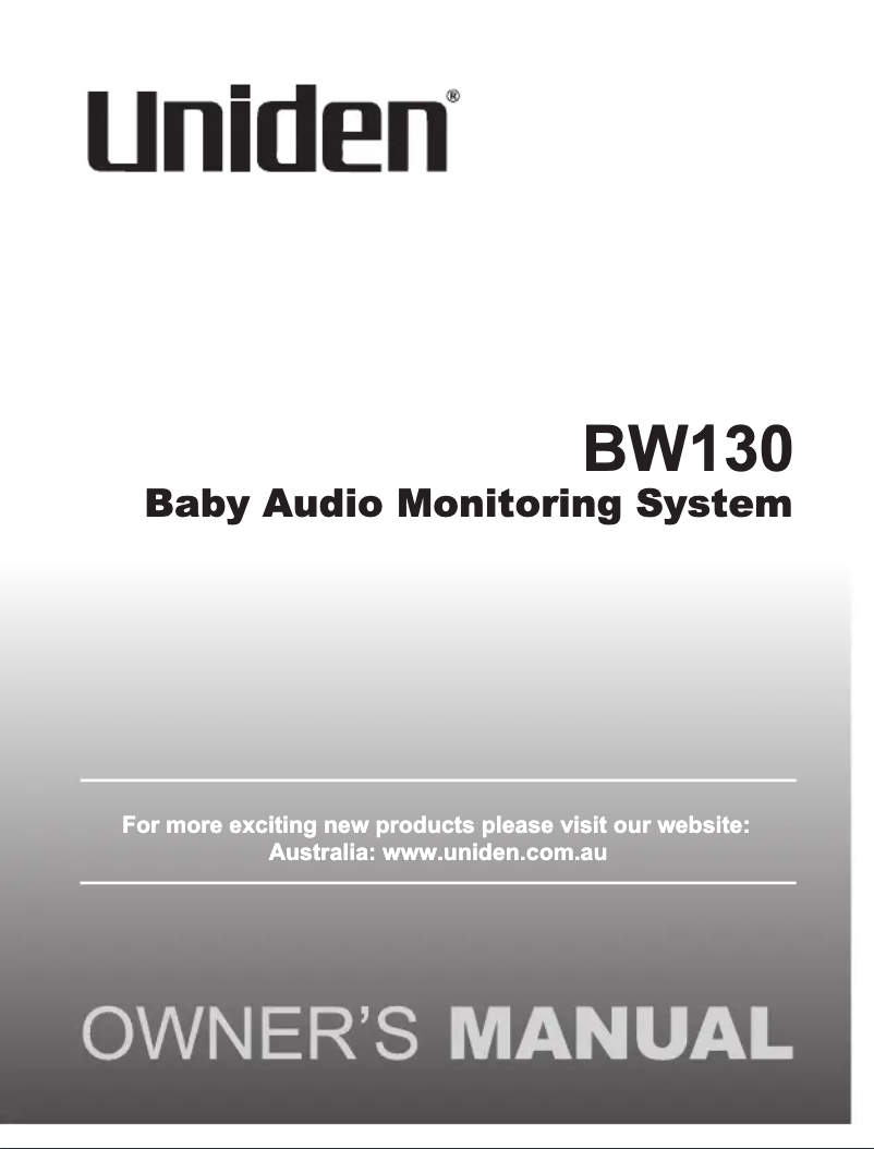 Page n°1 - Manuel utilisateur Uniden BW 130