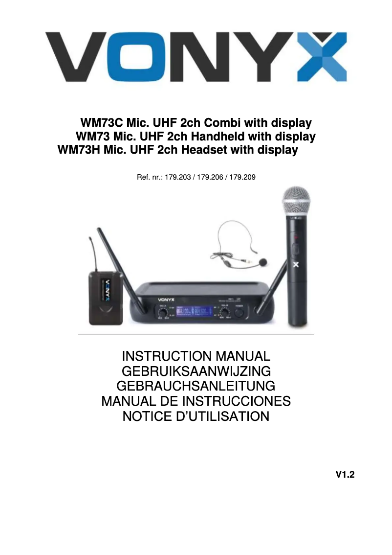Page 1 de la notice Manuel utilisateur Vonyx WM73