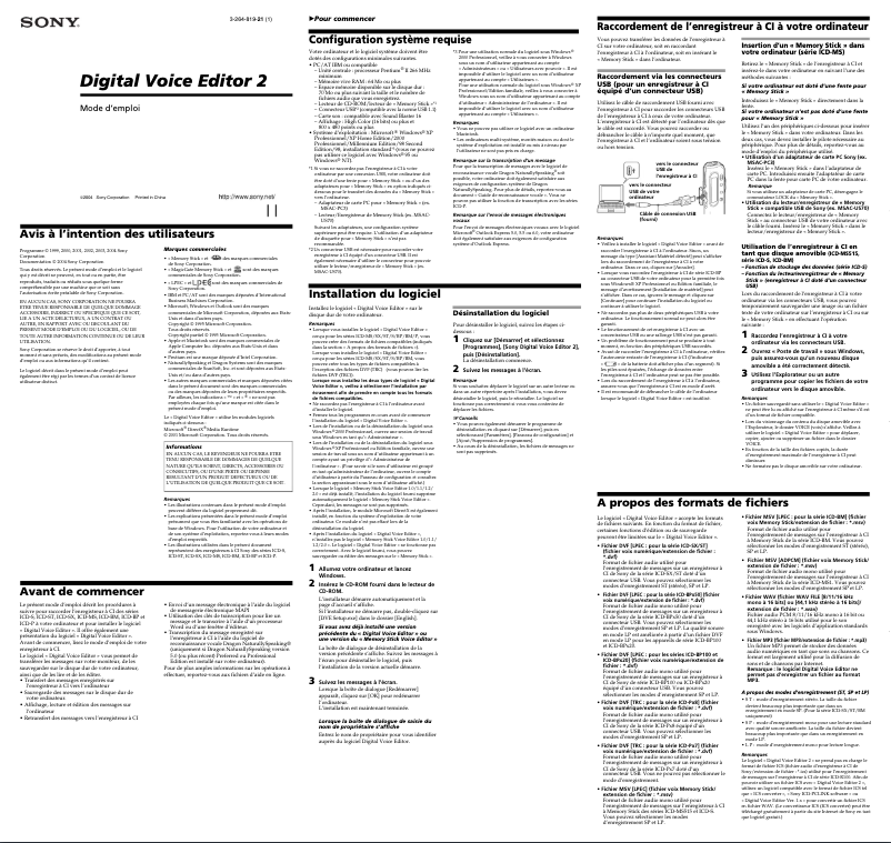 Page n°1 - Manuel utilisateur Sony ICD-P28