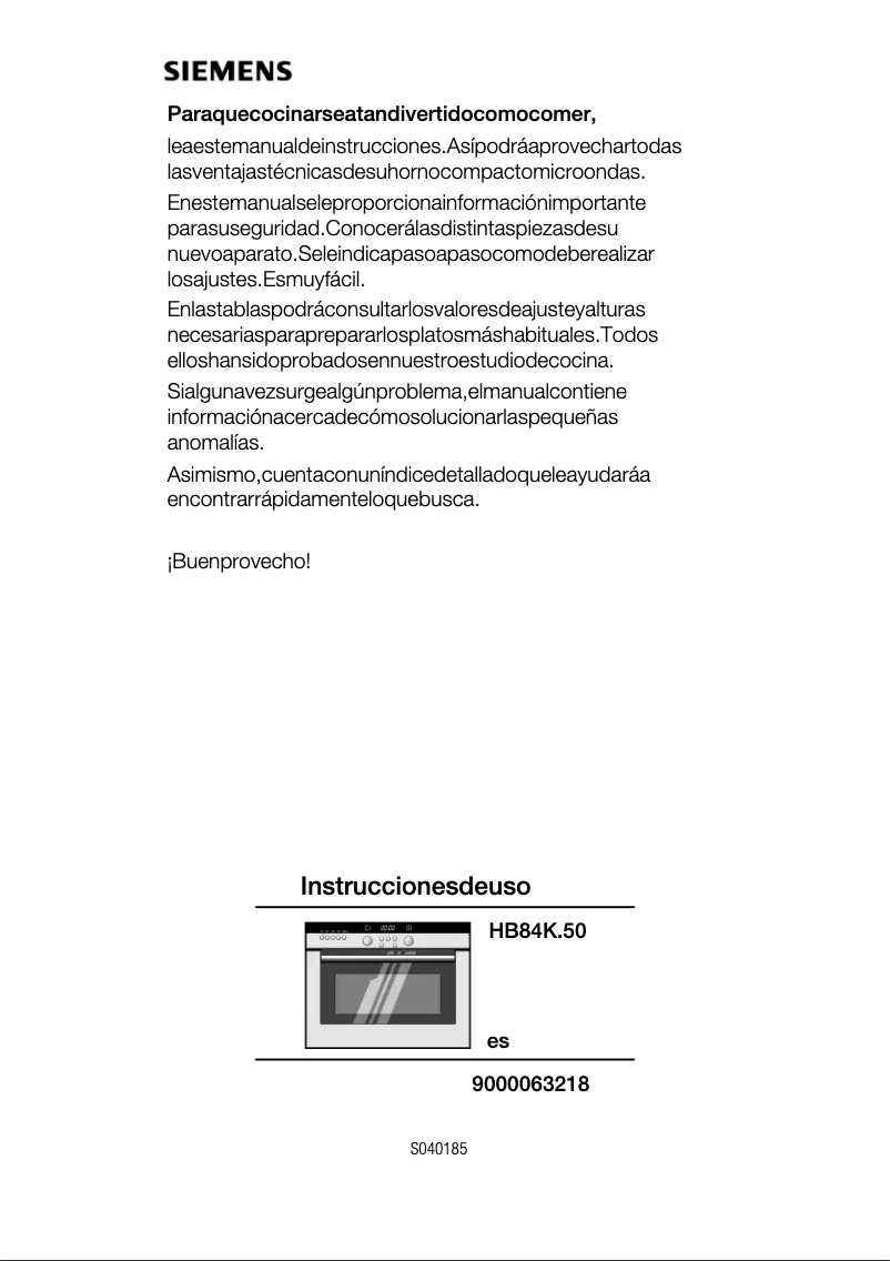 Page 1 de la notice Manuel utilisateur Siemens HB84K550