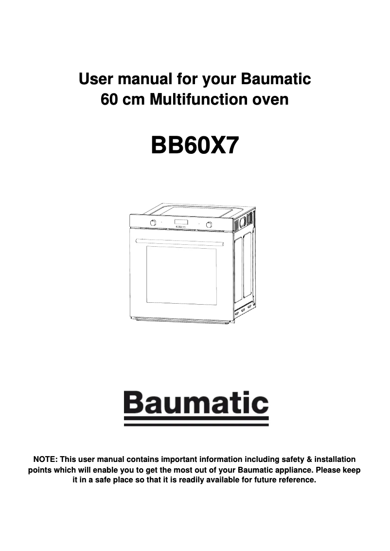 Page n°1 - Manuel utilisateur Baumatic BB60X7