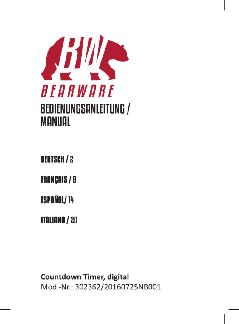 Page 1 de la notice Manuel utilisateur Bearware 302362