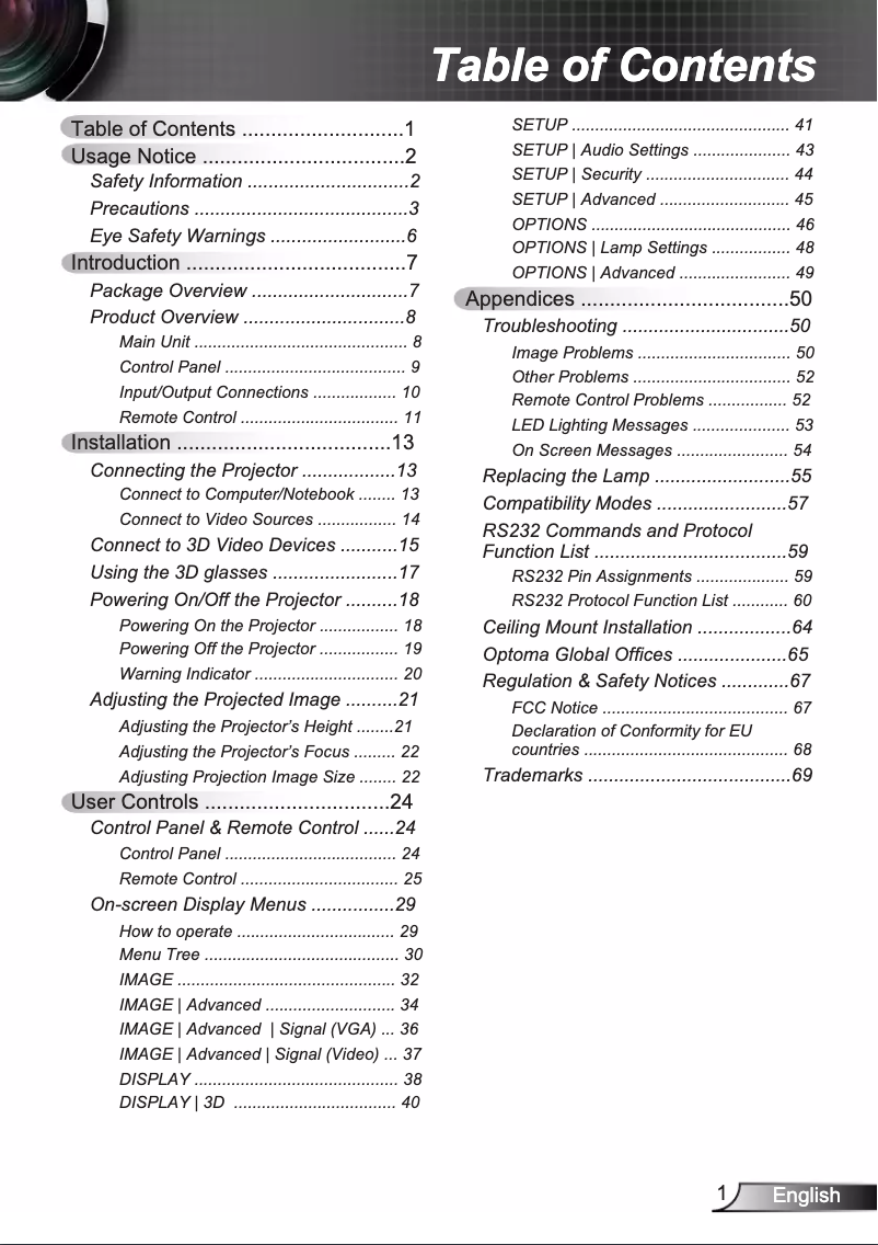 Page 1 de la notice Manuel utilisateur Optoma HD25