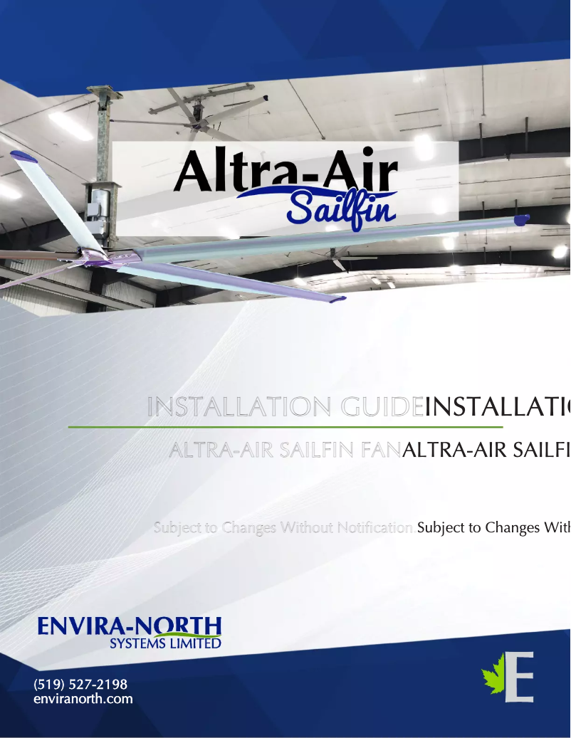 Page 1 de la notice Manuel utilisateur Envira-North Altra-Air Sailfin HVLS