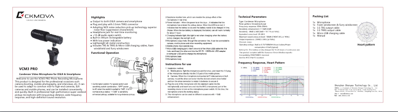 Page 1 de la notice Manuel utilisateur CKMOVA VCM3 Pro