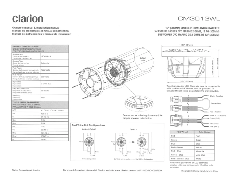 Image de la première page du manuel de l'appareil CM3013WL