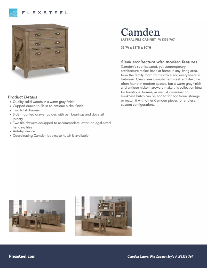 Page n°1 - Manuel utilisateur Flexsteel Camden W1336-767