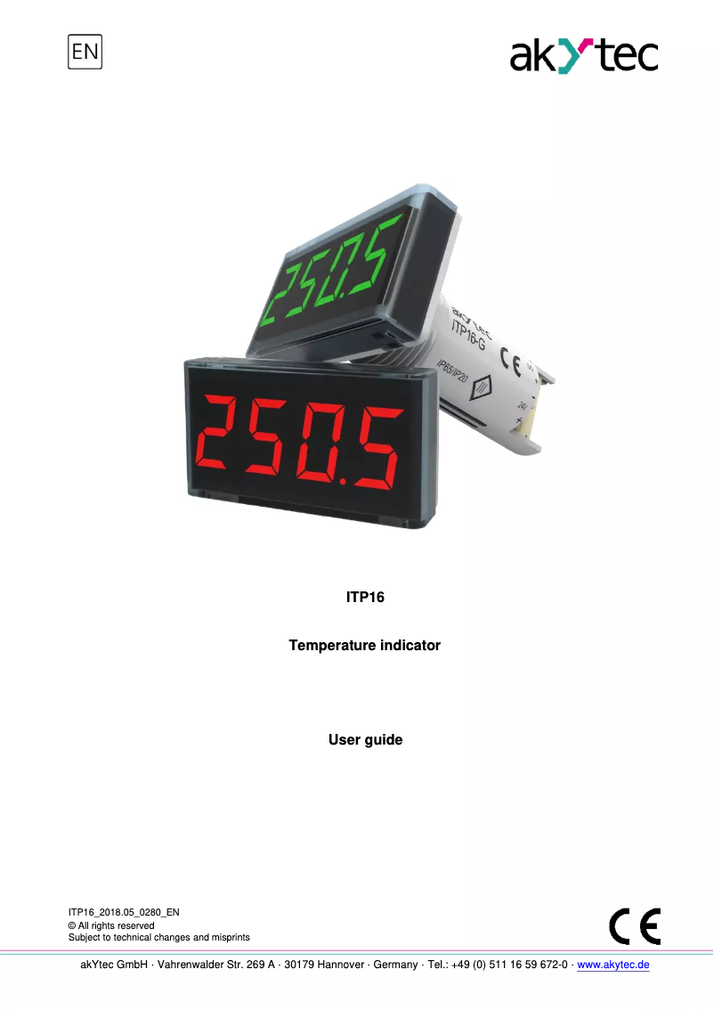 Page n°1 - Manuel utilisateur akYtec ITP16