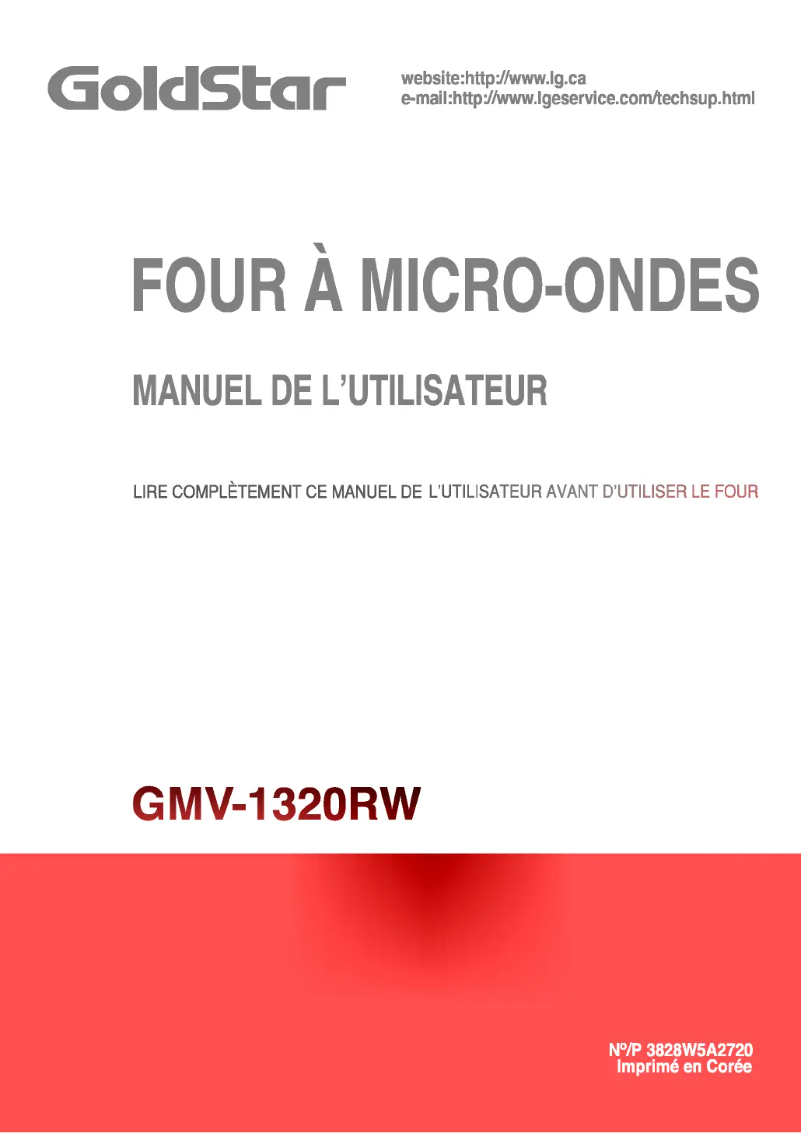 Page 1 of the manual User Manual LG GMV-1320RW