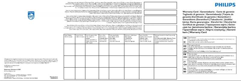 Page 1 de la notice Informations de garantie Philips PicoPix PPX2055