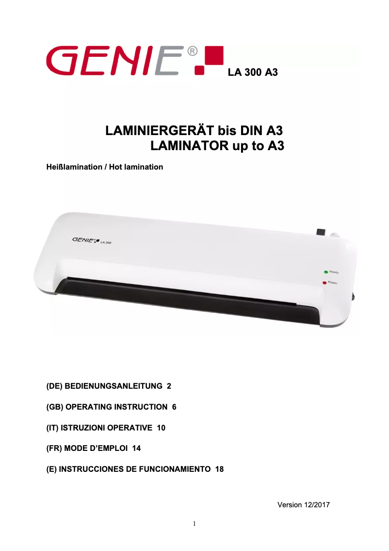 Página 1 del manual Manual de usuario Genie LA 300 A3