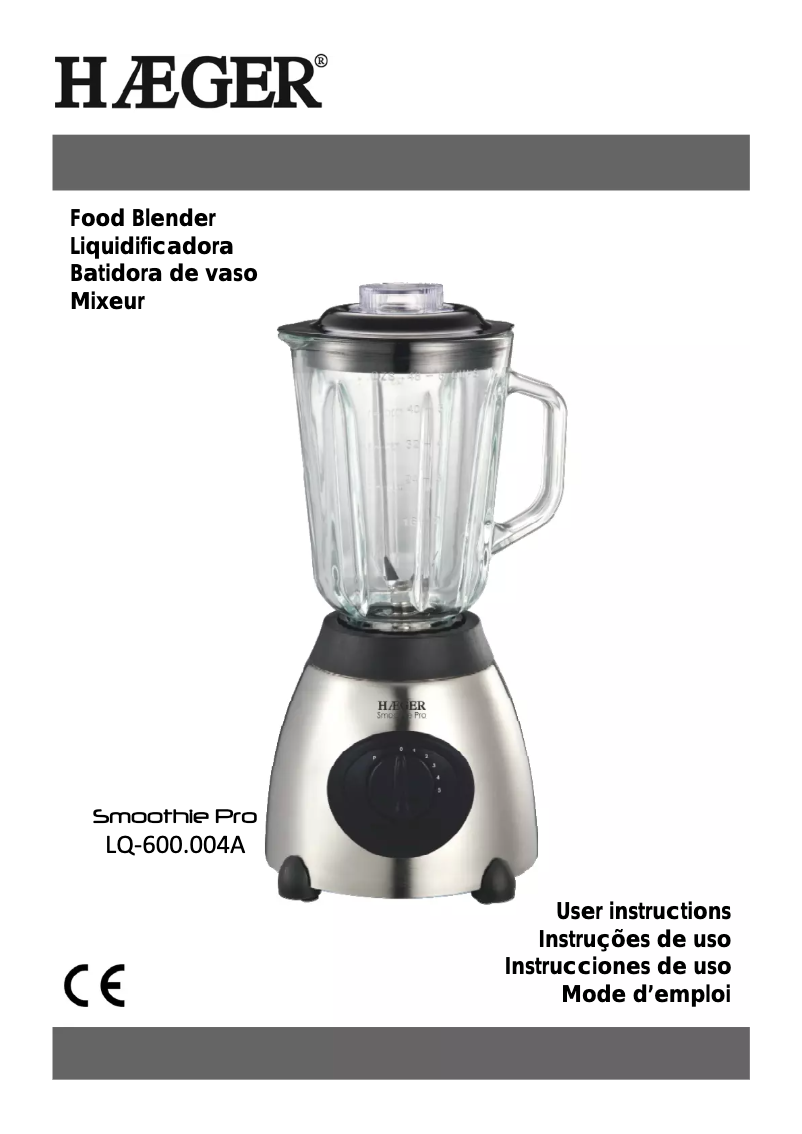 Page 1 of the manual User Manual Haeger Smoothie Pro