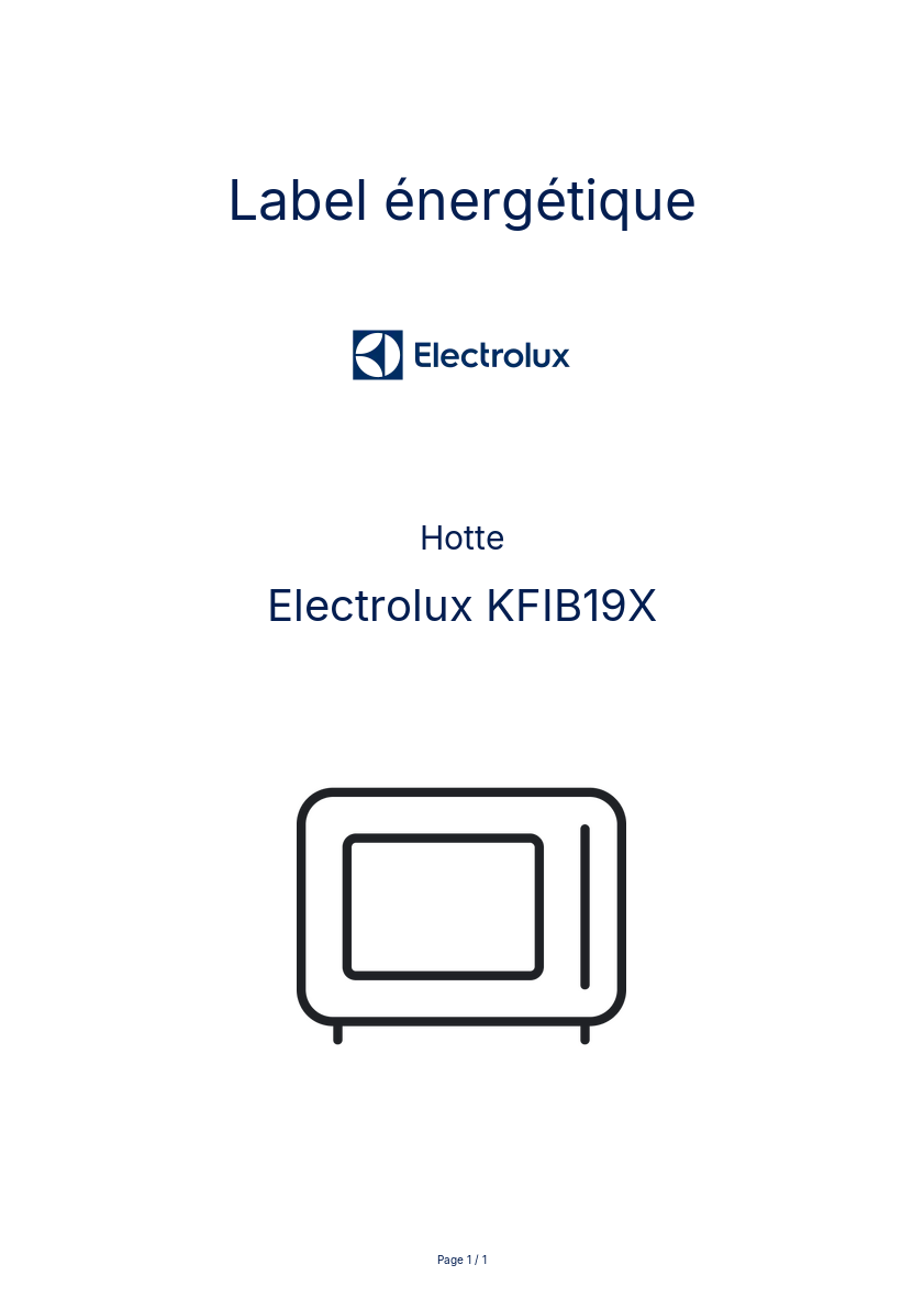 Page n°1 - Label énergétique Electrolux KFIB19X