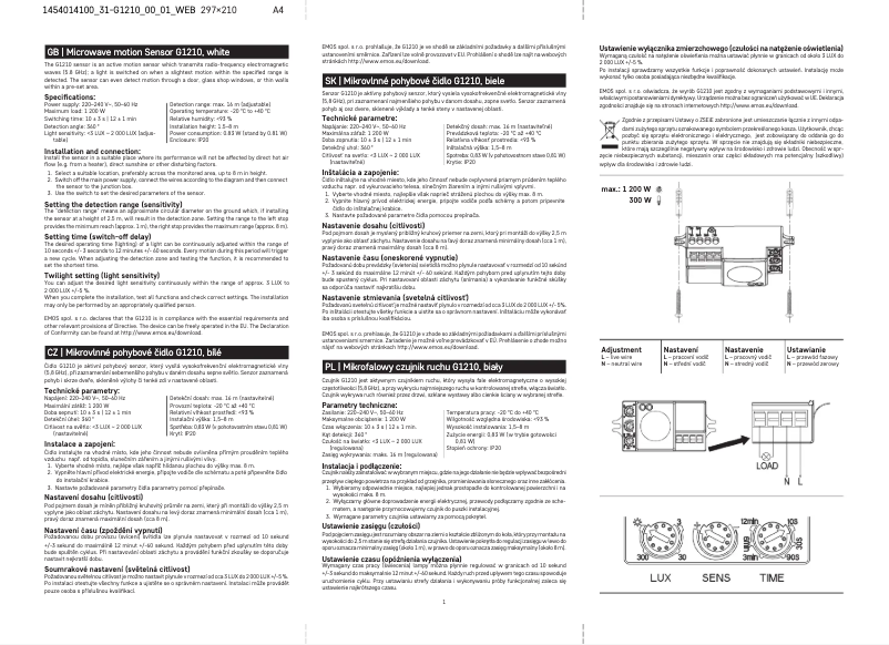 Page 1 de la notice Manuel utilisateur Emos G1210