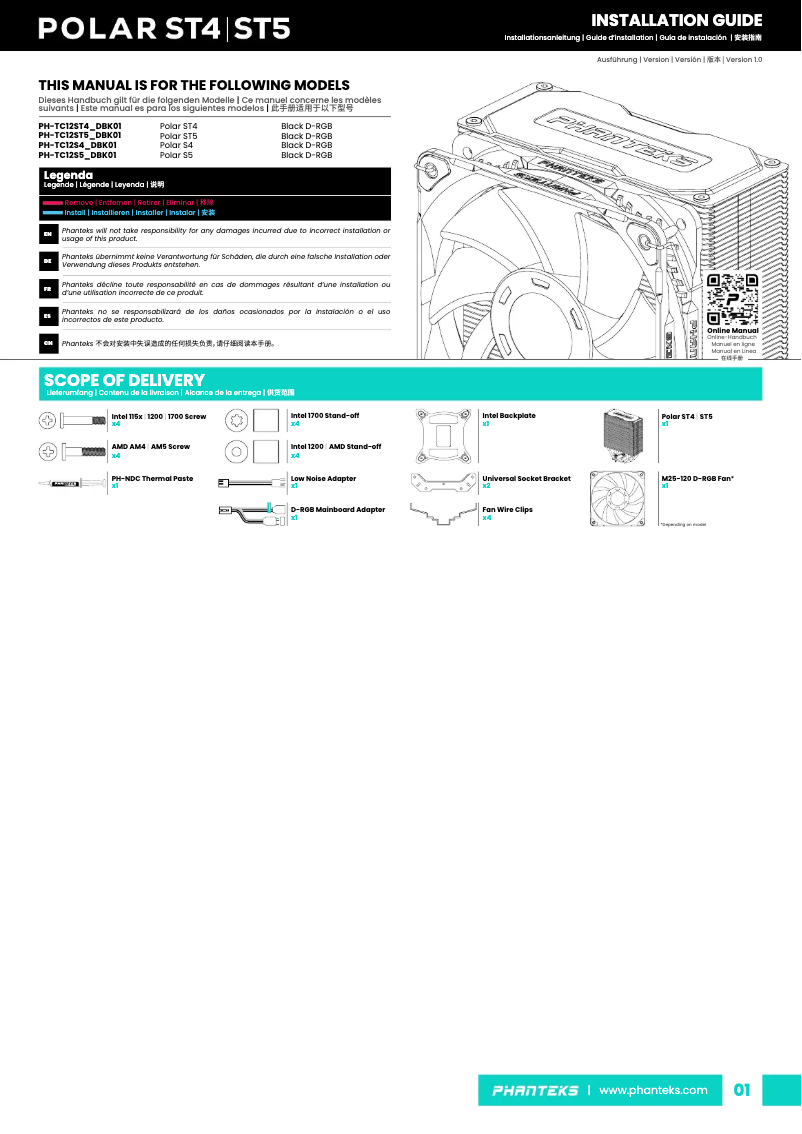 Page n°1 - Manuel utilisateur Phanteks Polar ST4