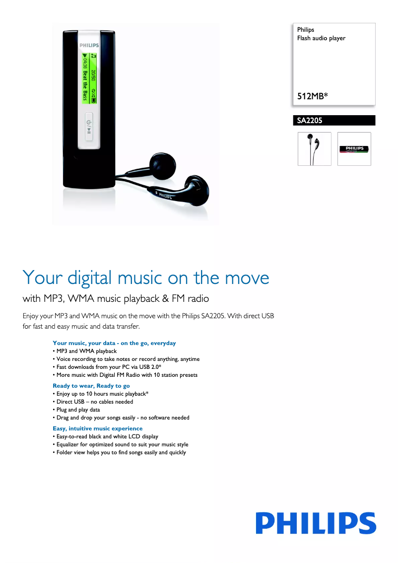 Page n°1 - Brochure Philips SA2205