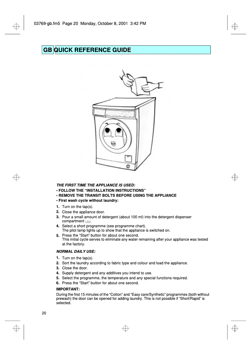 Image de la première page du manuel de l'appareil WA 2362