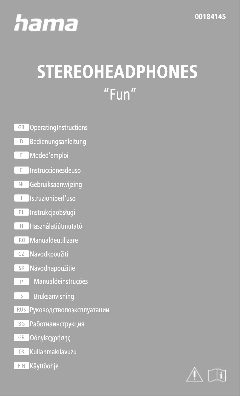Page 1 de la notice Manuel utilisateur Hama Fun 00184145