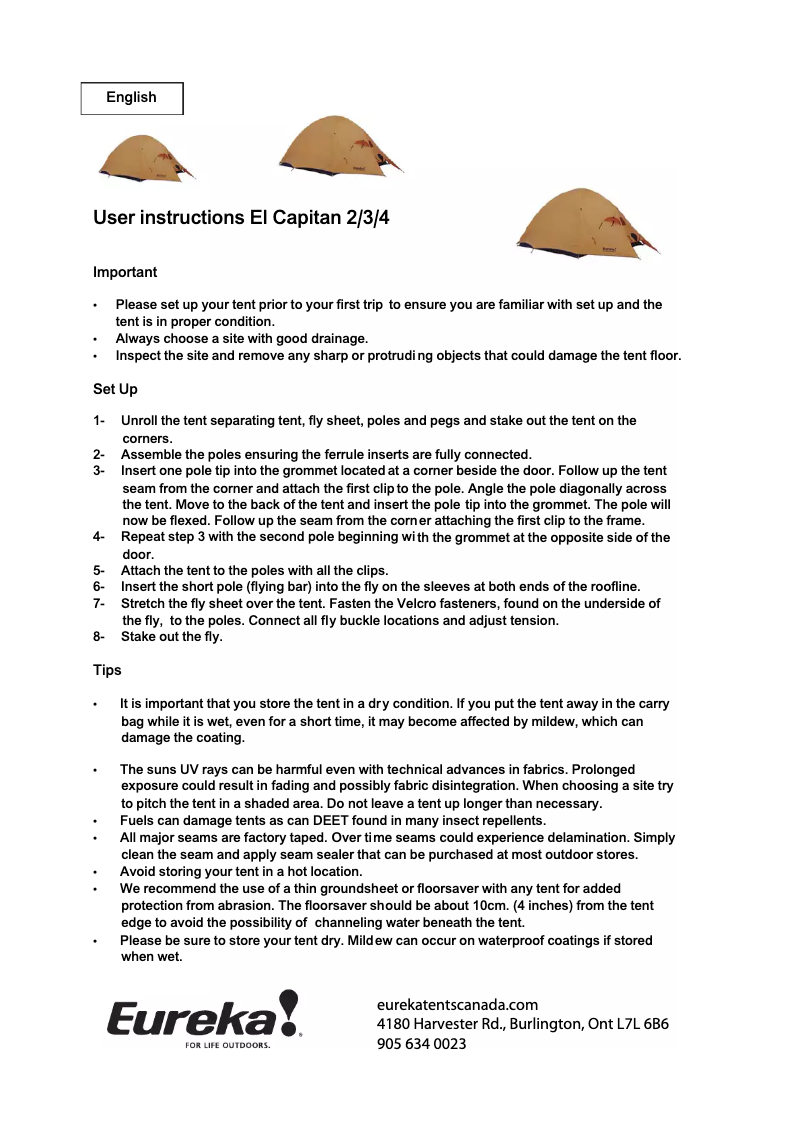 Página 1 del manual Manual de usuario Eureka El Capitan 3