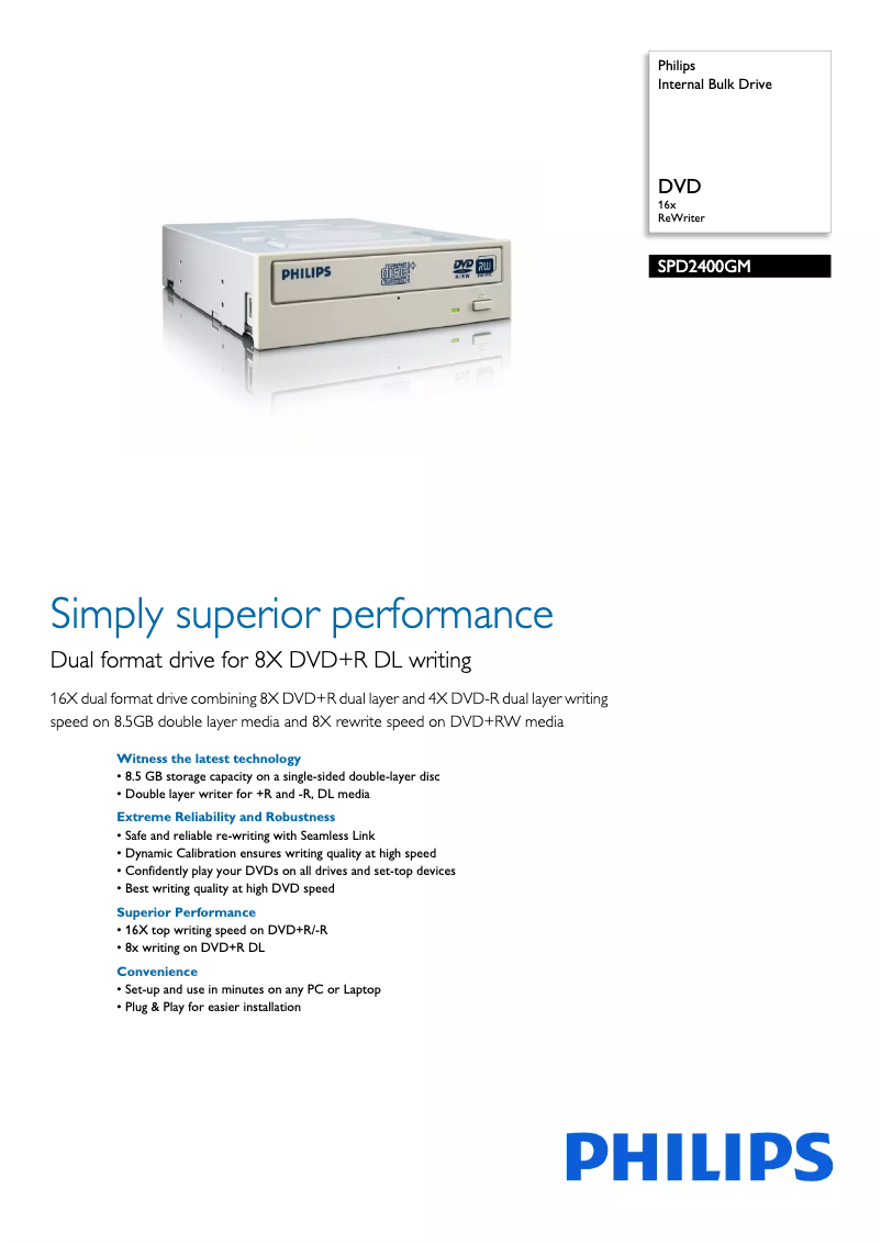 Página 1 del manual Folleto Philips SPD2400GM