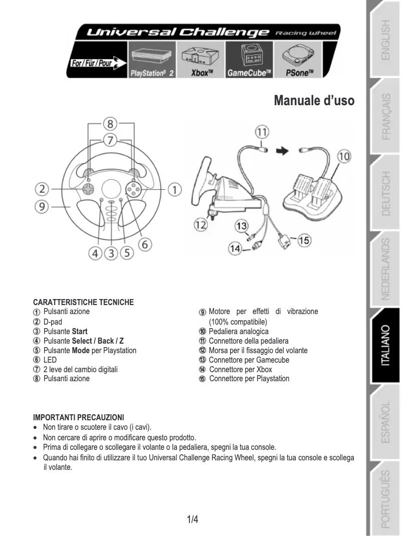 Page n°1 - Manuel utilisateur Thrustmaster Universal Challenge