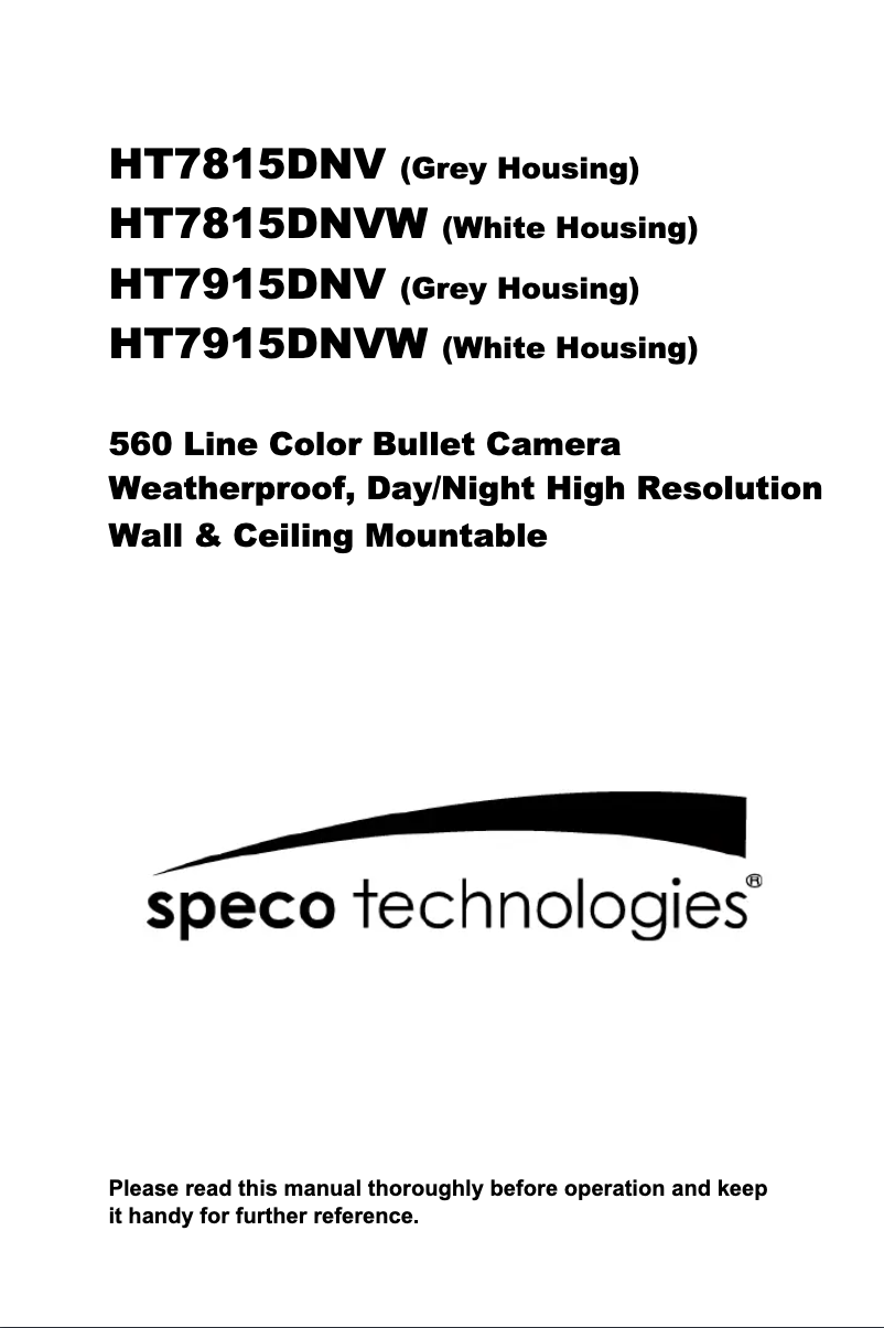 Page 1 de la notice Manuel utilisateur Speco Technologies HT7815DNVW