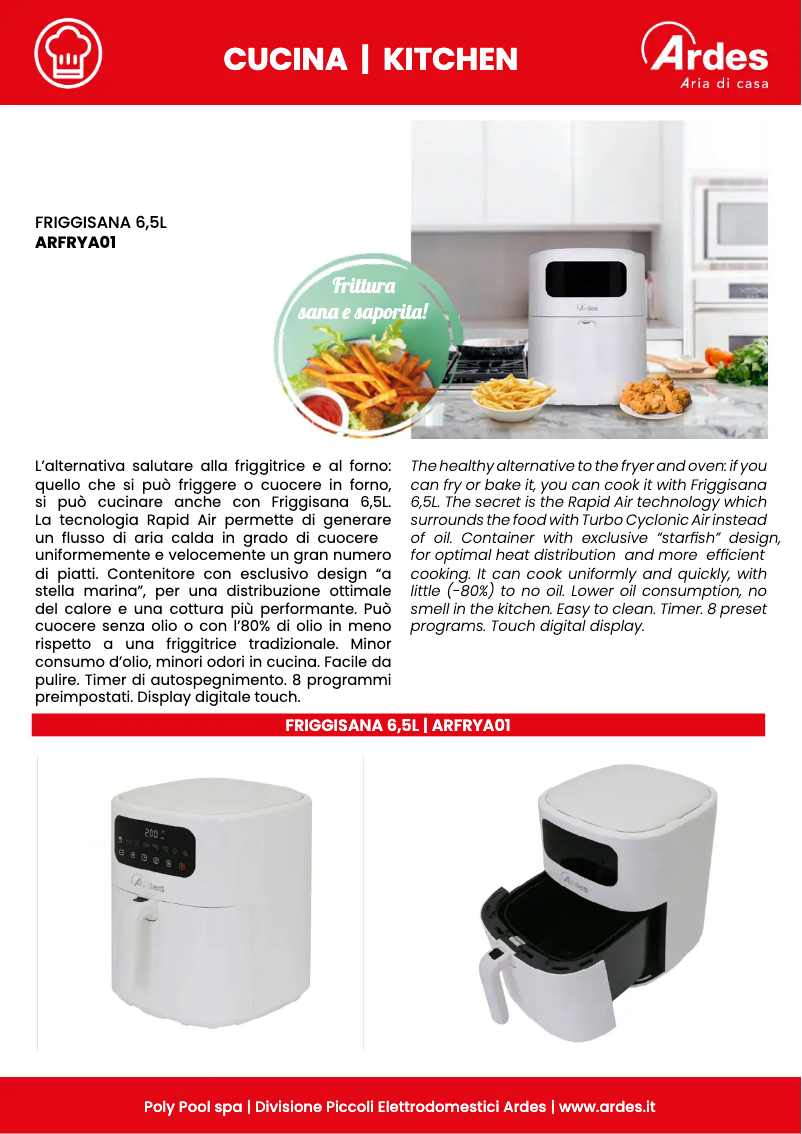 Page n°1 - Fiche technique Ardes ARFRYA01