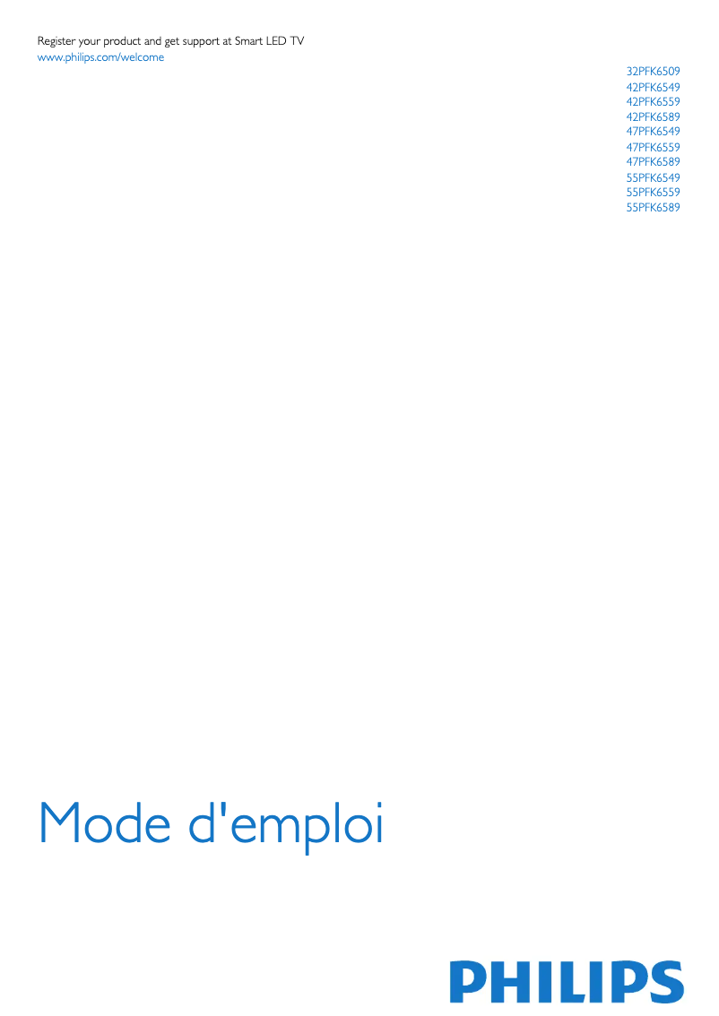 Page 1 de la notice Manuel utilisateur Philips 55PFK6589