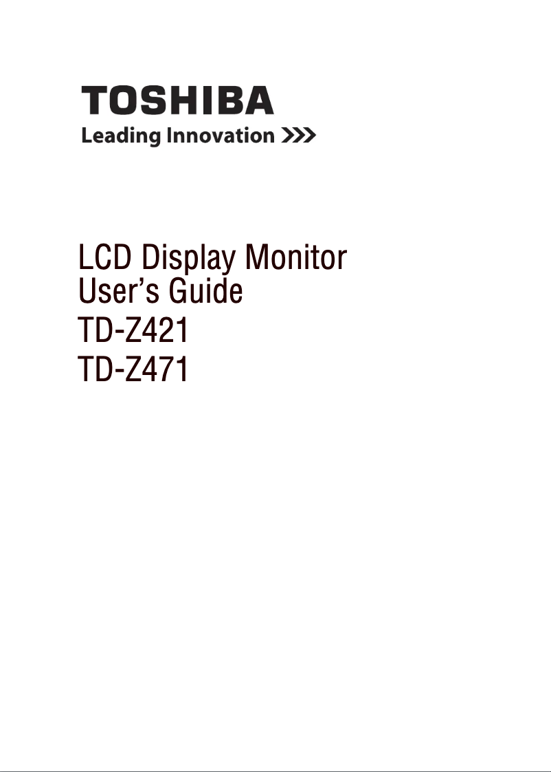 Image de la première page du manuel de l'appareil TD-Z421