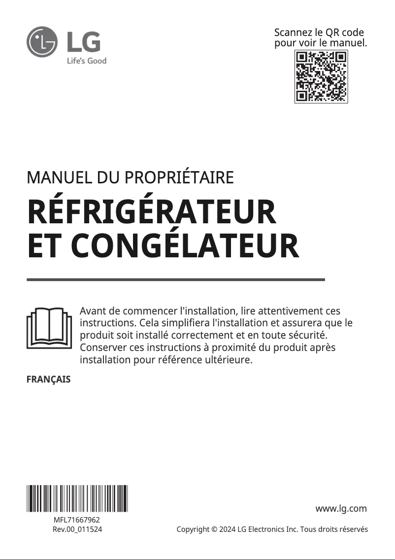Page 1 de la notice Manuel utilisateur LG GMV960NNME