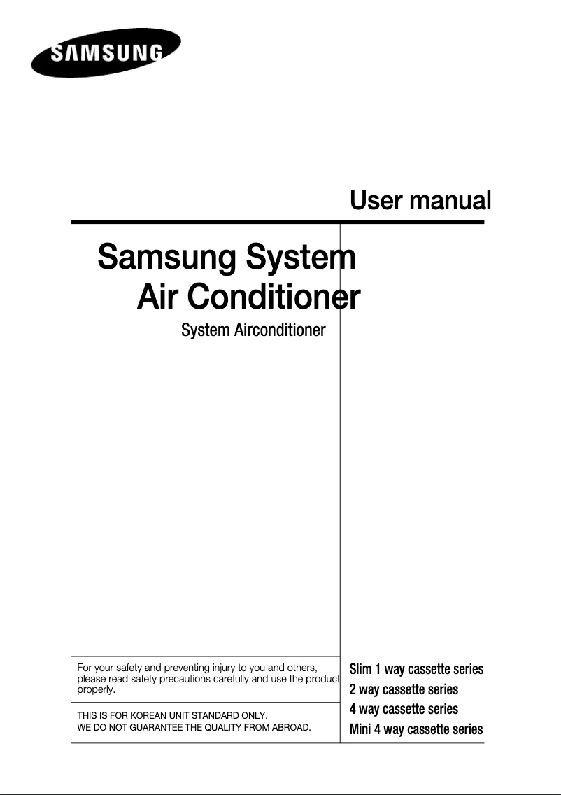 Page n°1 - Manuel utilisateur Samsung AIXCSH052B3