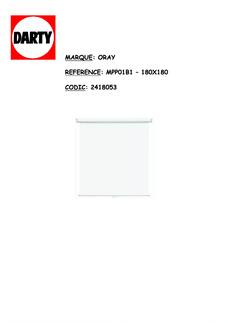 Page n°1 - Manuel utilisateur ORAY MPP 01 B1