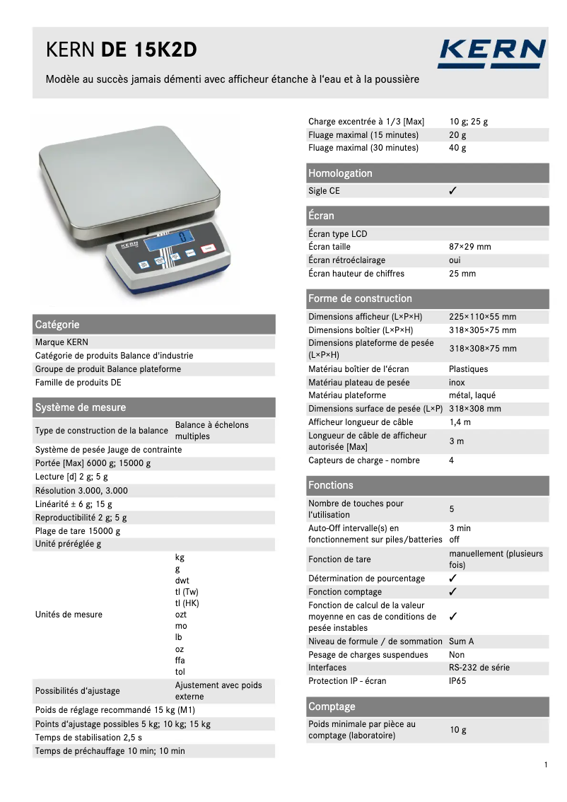 Image de la première page du manuel de l'appareil DE 15K2D